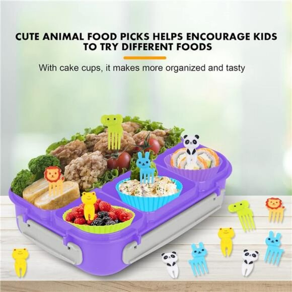 bento lunch box leakproof 4 compartment microwave safe food container for kids a - Picture 4 of 8